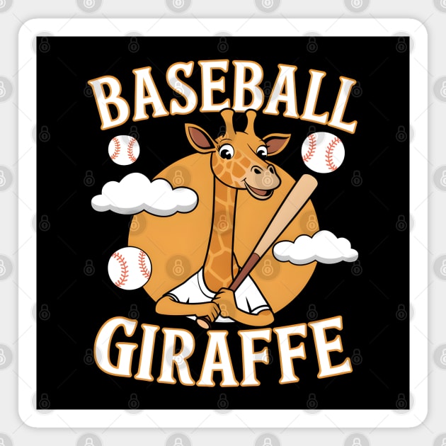 Baseball Giraffe – Funny Animal Sports Magnet by MakerMind8.2